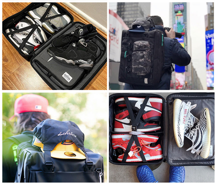 Shrine Sneaker Weekender Backpack Travel Bag - Smoke Grey/Red 